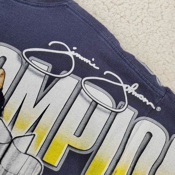 Vtg Jimmie Johnson TShirt Black Chase AOP 2007 Nextel Cup 2 Time Champion Men XL - Picture 9 of 16